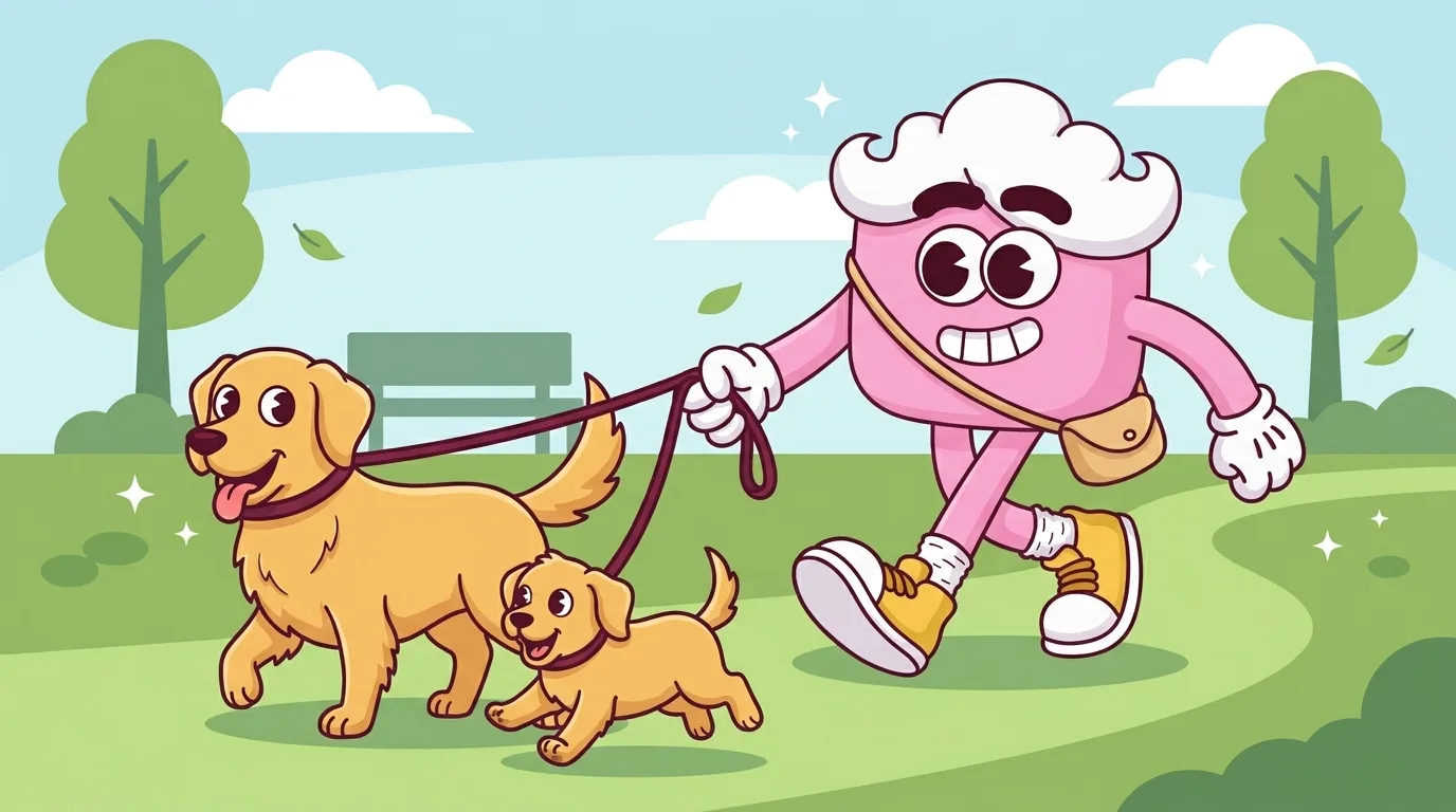Komi paseando perros